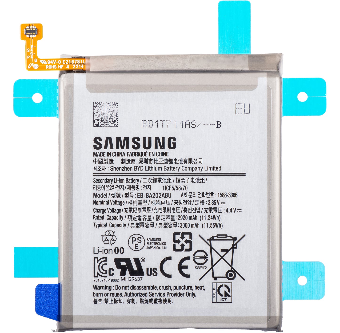 Bateria Samsung Galaxy Galaxy A10e A102 / A20e A202, EB-BA202ABU, Service Pack GH82-20188A