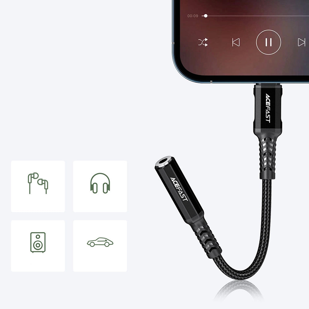 Adapter Audio Lightning - 3.5mm Acefast C1-05, Czarny