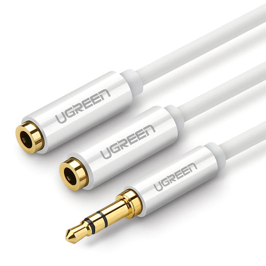 Adapter Audio Splitter 3.5mm - 2 x 3.5mm UGREEN AV123 2in1, 0.25m, Biały