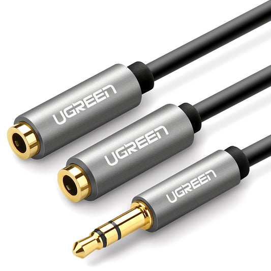 Adapter Audio Splitter 3.5mm - 2 x 3.5mm UGREEN AV123 2in1, 0,2m, Szary