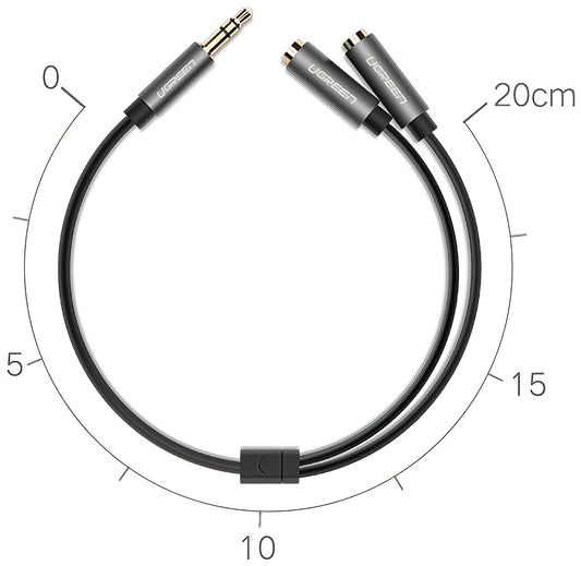 Adapter Audio Splitter 3.5mm - 2 x 3.5mm UGREEN AV123 2in1, 0,2m, Szary