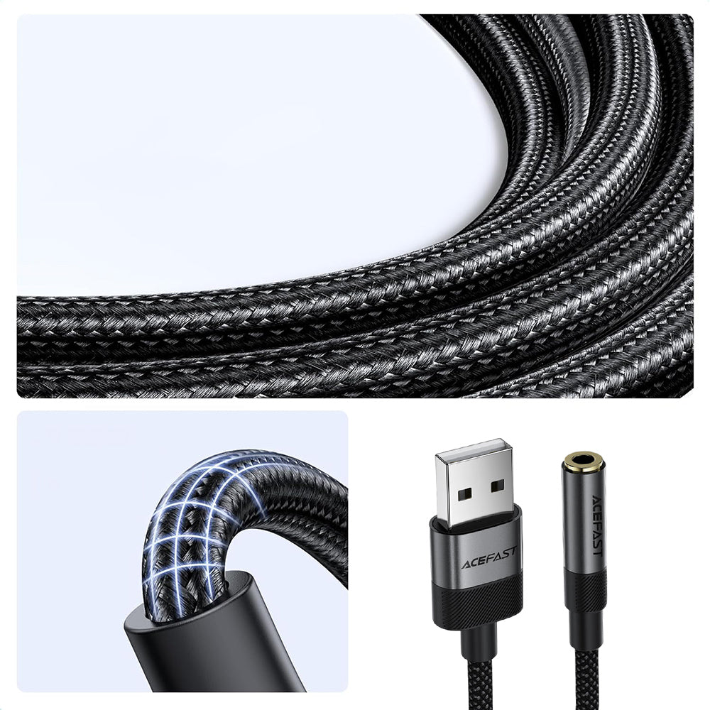 Adapter Audio Acefast J13, USB-A - 3,5 mm, Czarny