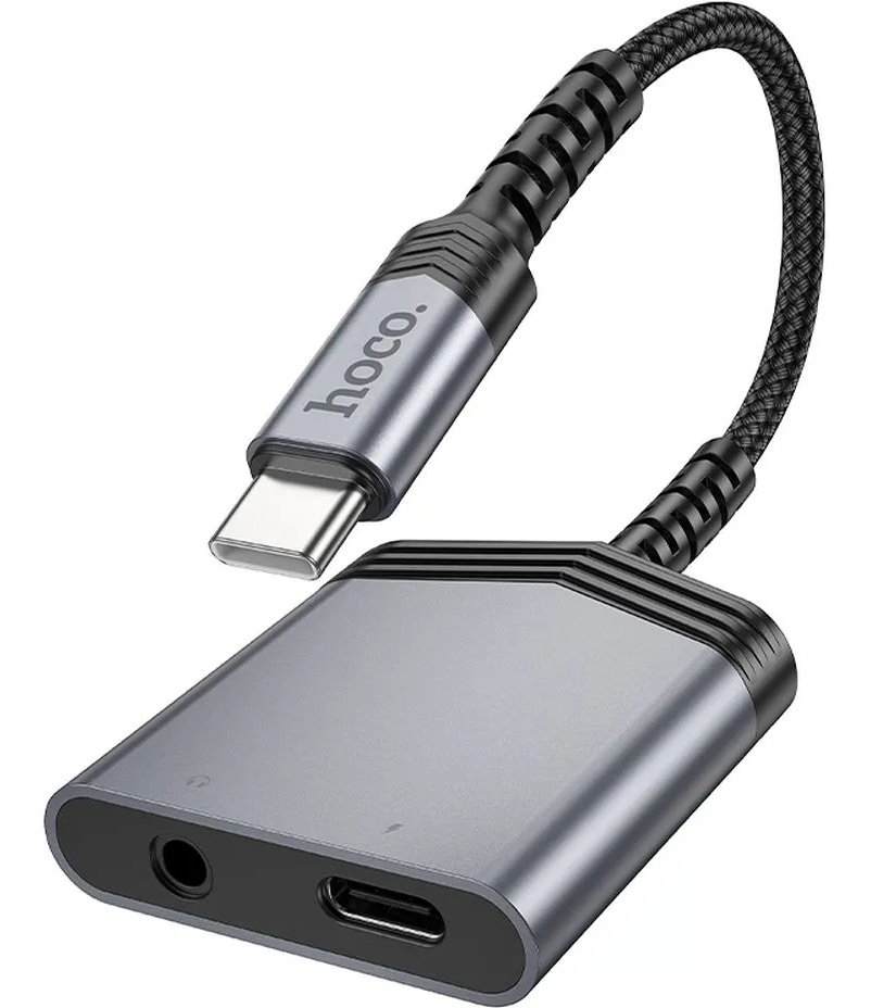 Adapter Audio USB-C - USB-C / 3.5mm HOCO LS39, Czarny