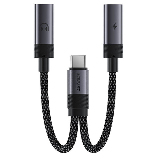 Adapter Audio USB-C - 2 x USB-C Acefast J14, Czarny
