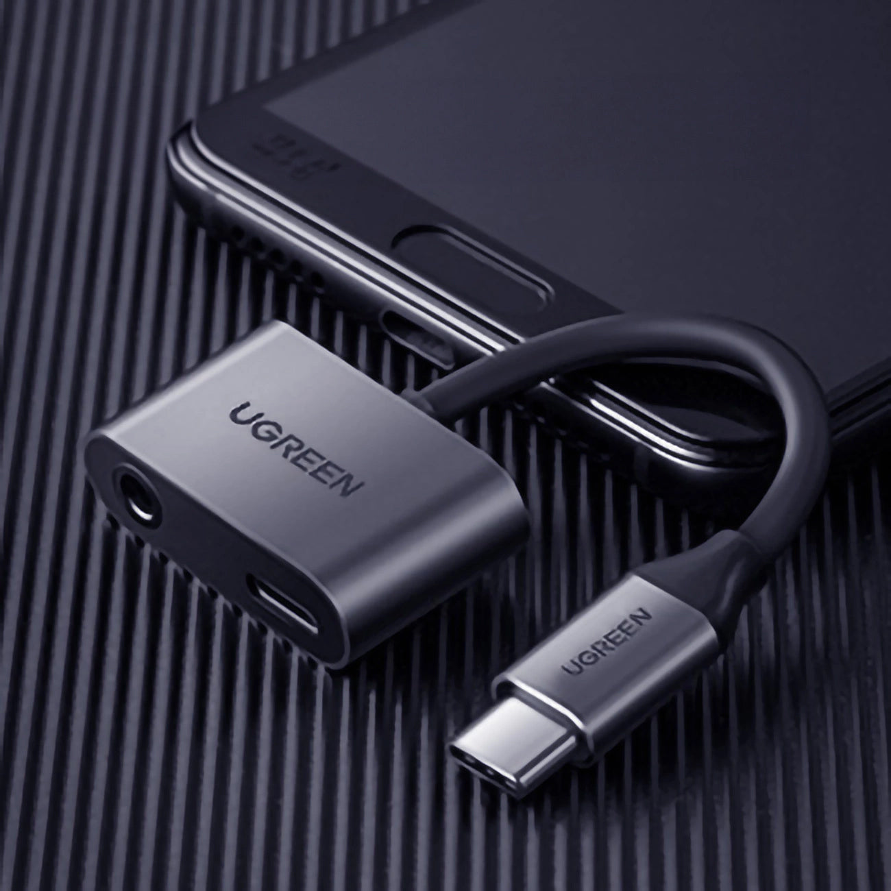 Adapter Audio USB-C - 3.5mm / USB-C UGREEN CM193, Szary