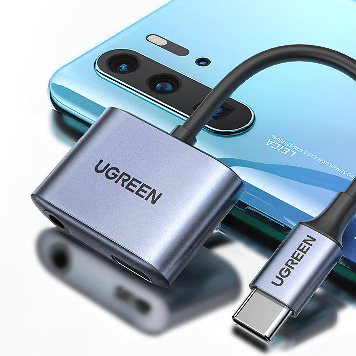 Adapter Audio USB-C - 3.5mm / USB-C UGREEN CM231, Szary