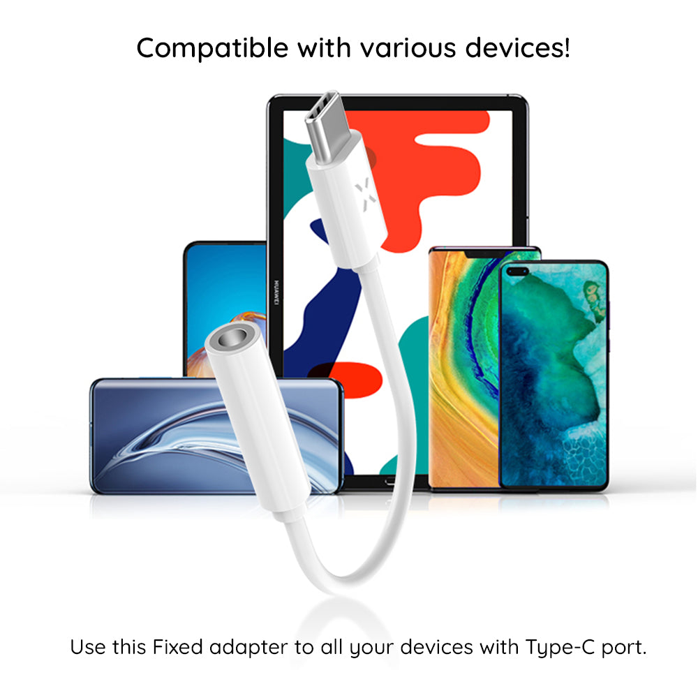 Adapter Audio USB-C - 3.5mm Fixed, Biały