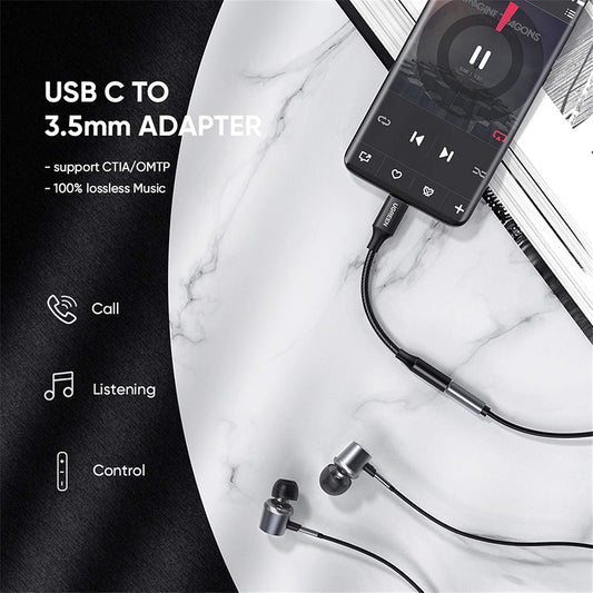 Adapter Audio USB-C - 3.5mm UGREEN AV142, Czarny