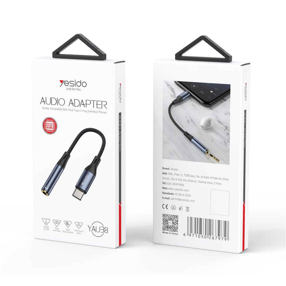 Adapter Audio USB-C - 3.5mm Yesido YAU38, Czarny