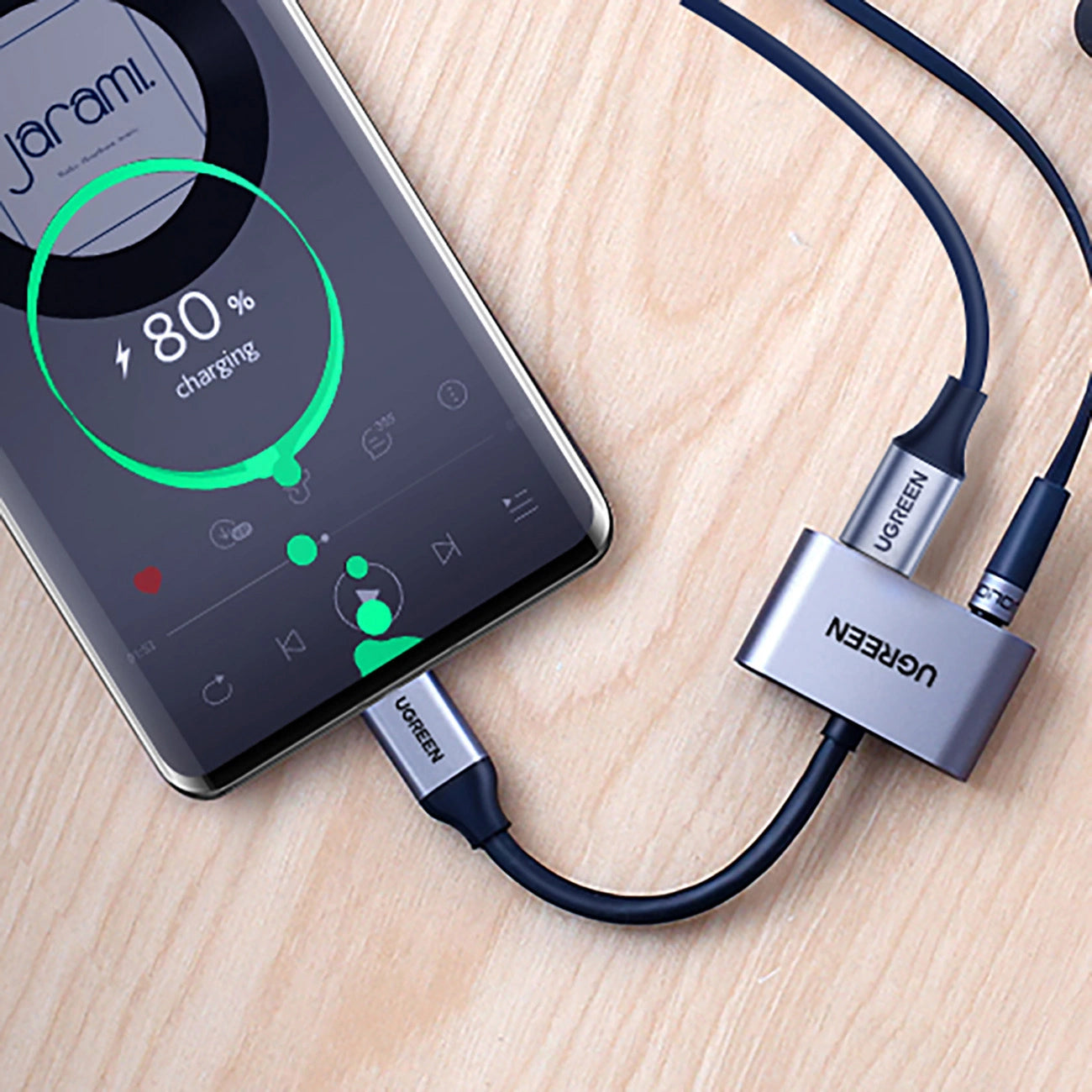 Adapter Audio USB-C - 3.5mm / USB-C UGREEN CM193, Szary