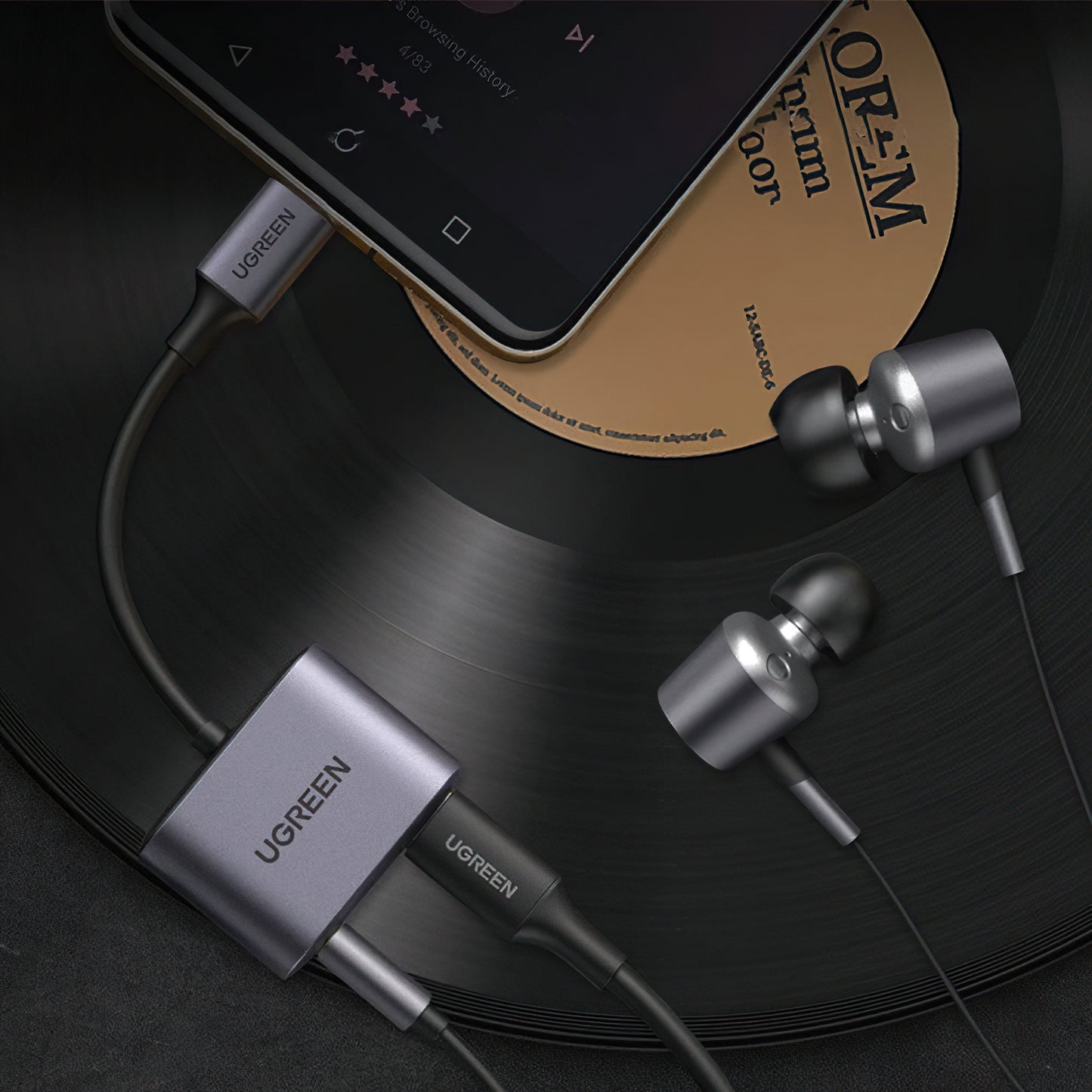 Adapter Audio USB-C - 3.5mm / USB-C UGREEN CM231, Szary