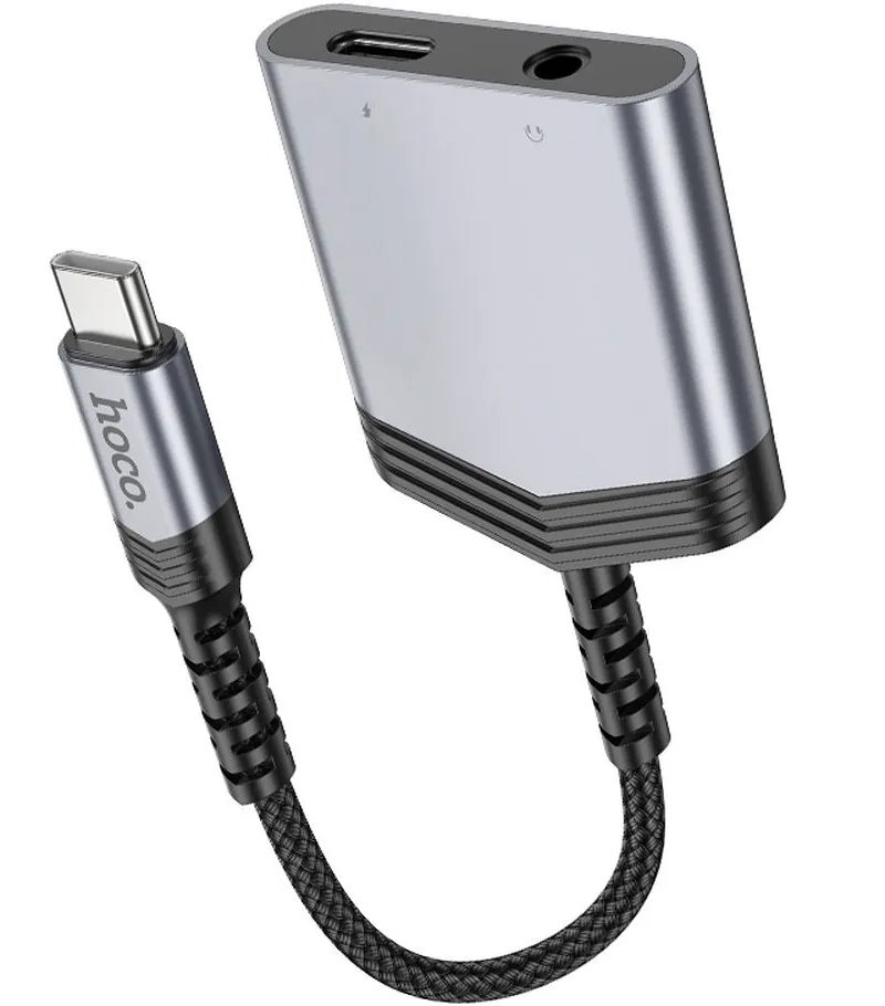 Adapter Audio USB-C - USB-C / 3.5mm HOCO LS39, Czarny