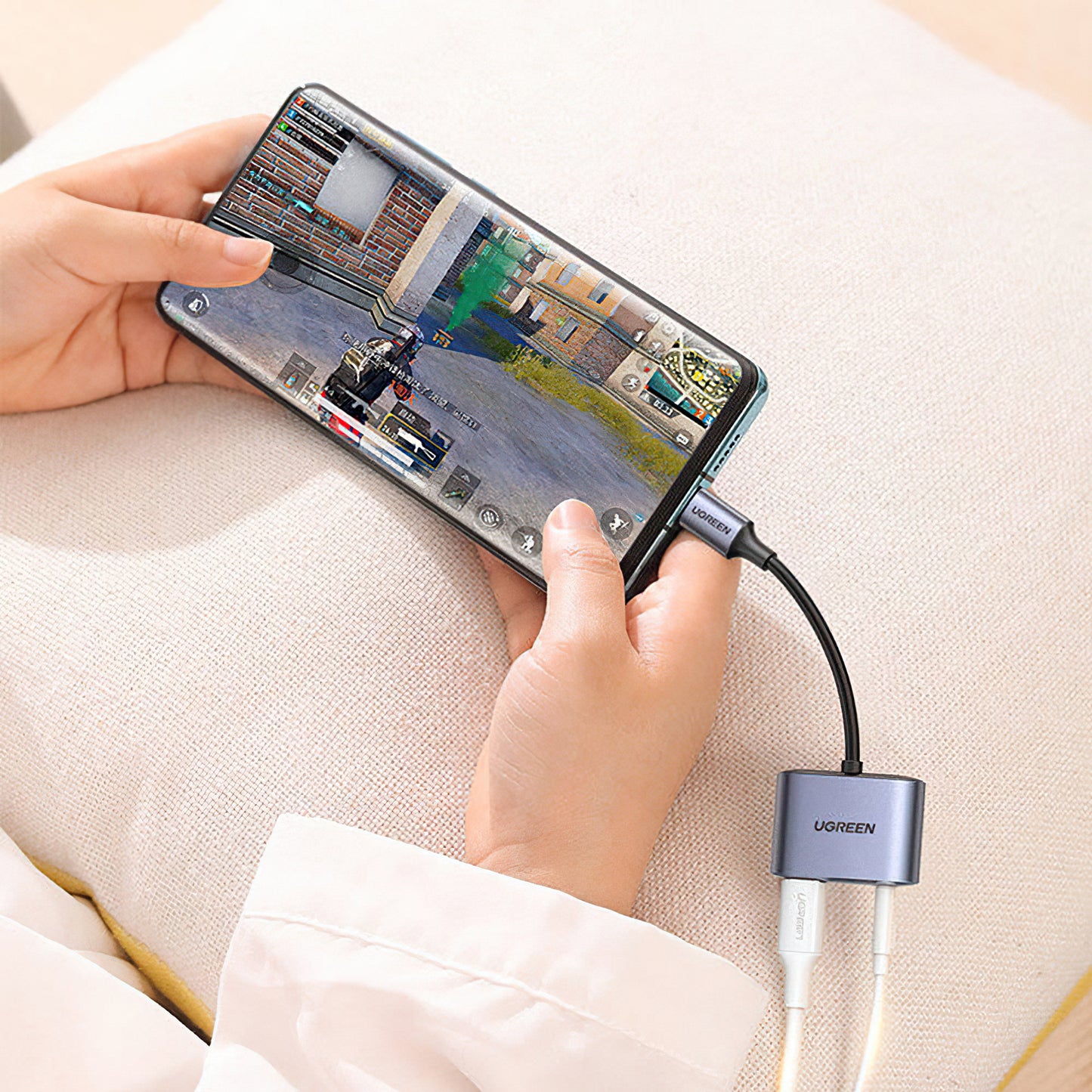 Adapter Audio USB-C - 3.5mm / USB-C UGREEN CM231, Szary