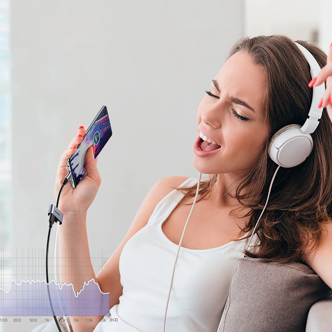 Adapter Audio USB-C - 3.5mm / USB-C UGREEN CM193, Szary