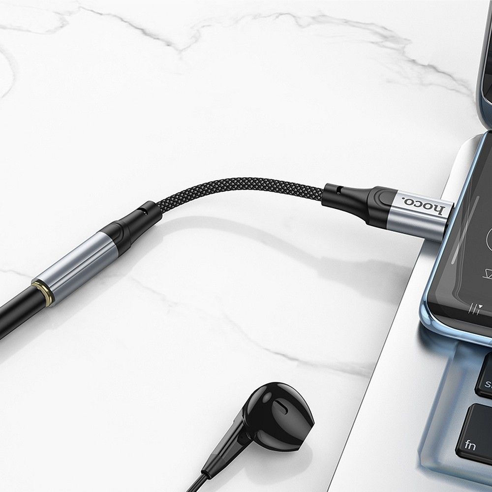 Adapter Audio USB-C - 3.5mm HOCO LS36, Szary