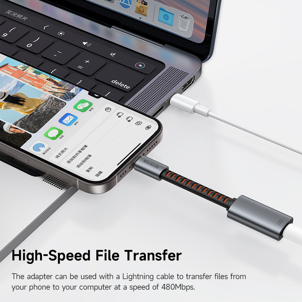 Adapter Audio USB-C - Lightning McDodo CA-4870, Szary