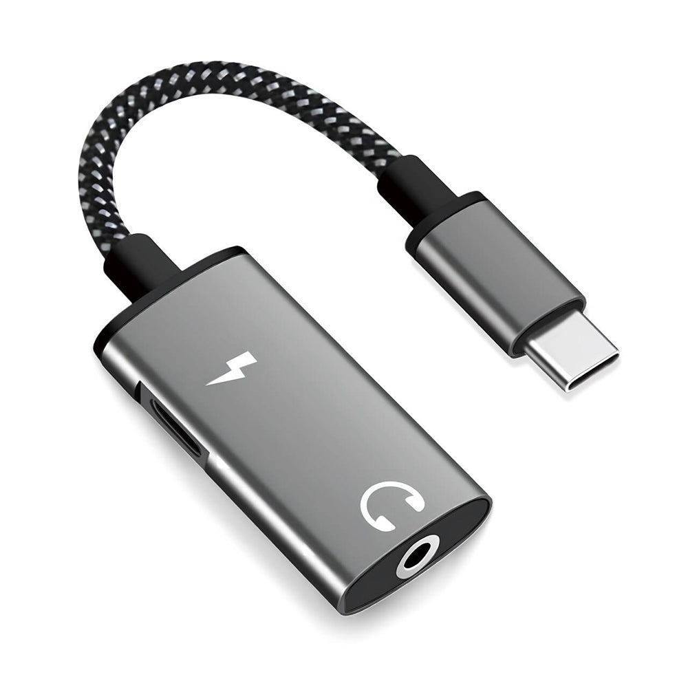 Adapter Audio USB-C - USB-C / 3.5mm Techsuit AC22 AcustiCore, Szary