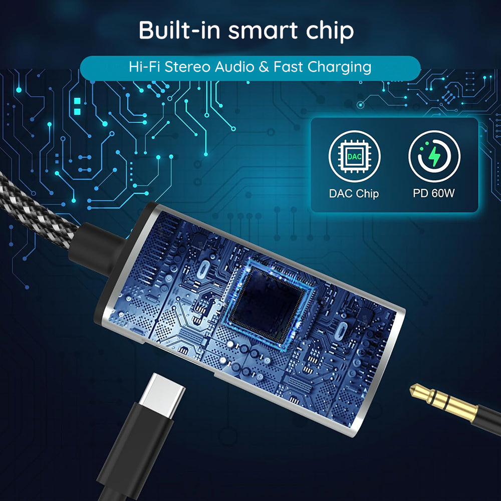 Adapter Audio USB-C - USB-C / 3.5mm Techsuit AC22 AcustiCore, Szary