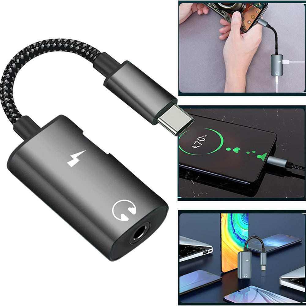 Adapter Audio USB-C - USB-C / 3.5mm Techsuit AC22 AcustiCore, Szary