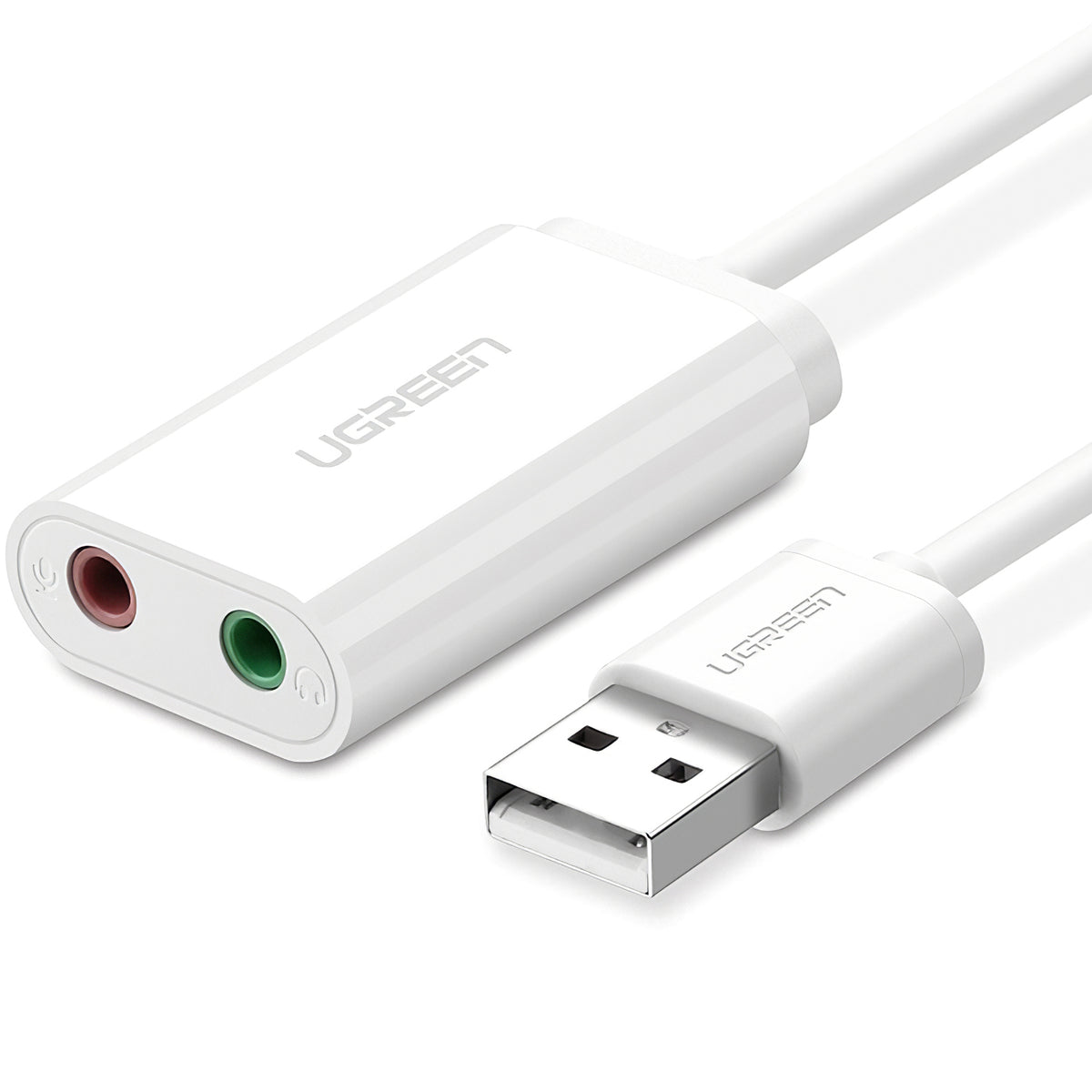 Karta dźwiękowa USB UGREEN US205, 2 x Jack 3.5mm, Biała