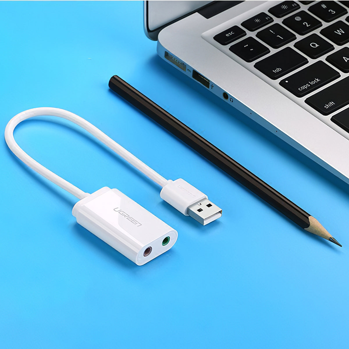 Karta dźwiękowa USB UGREEN US205, 2 x Jack 3.5mm, Biała