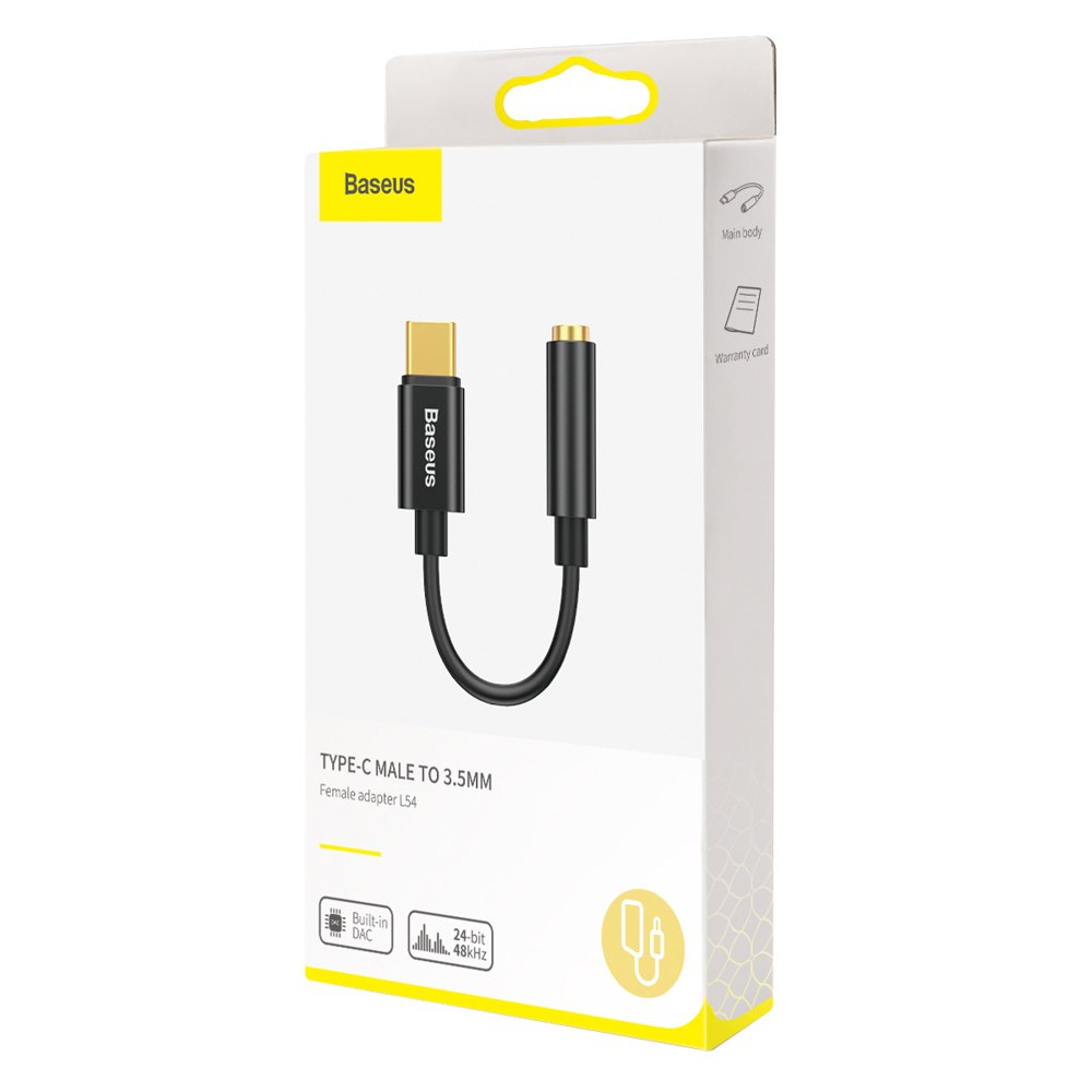 Adapter Audio USB-C - 3.5mm Baseus L54, Czarny CATL54-01