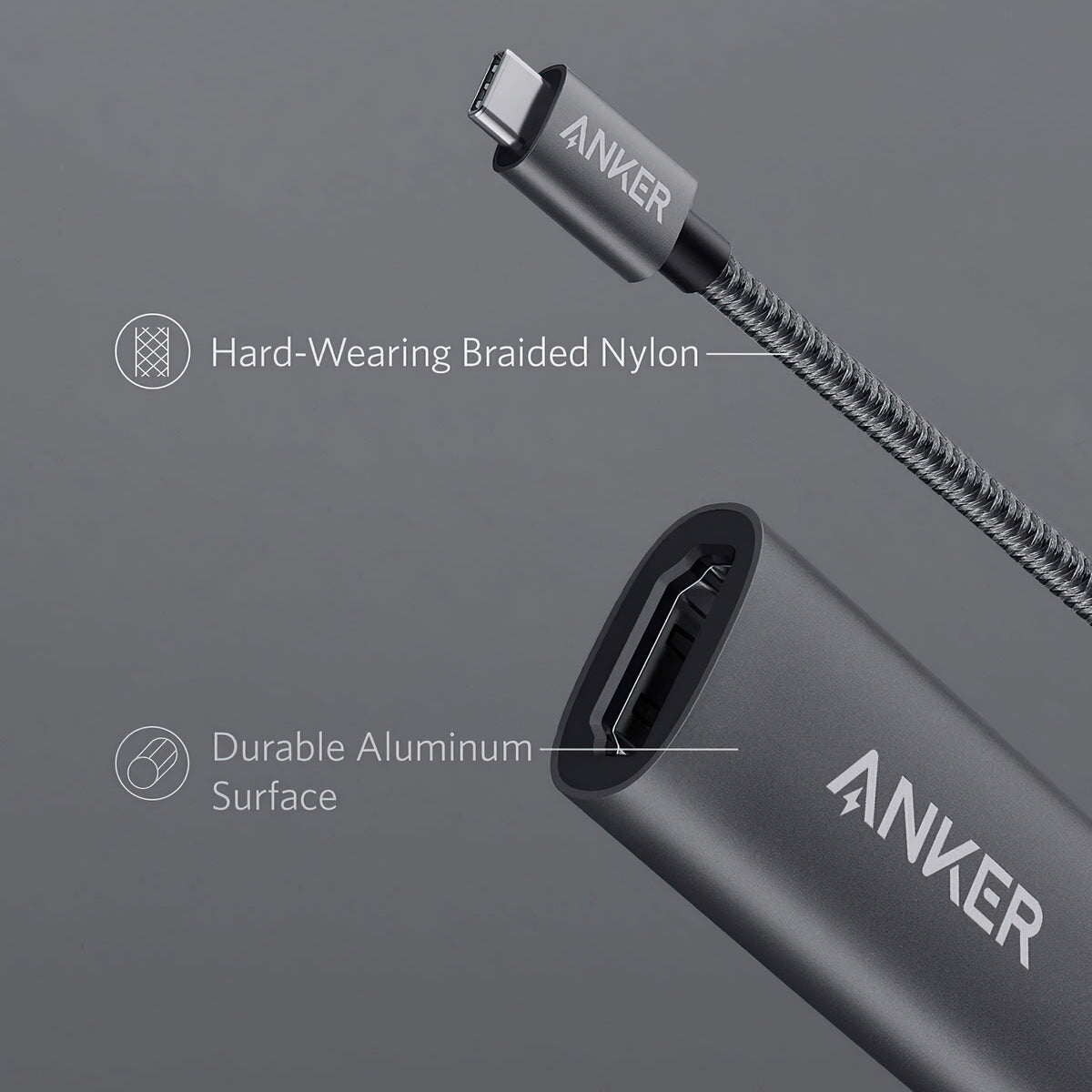 Adapter Audio i Video USB-C - HDMI Anker PowerExpand+, Szary A83120A1