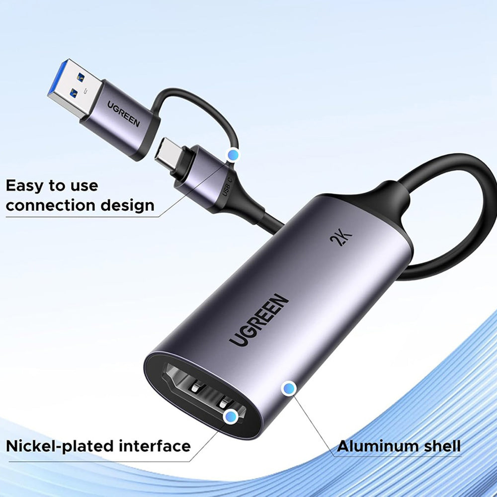 Adapter Audio i Video USB-A / USB-C - HDMI UGREEN CM629 (15389), Szary