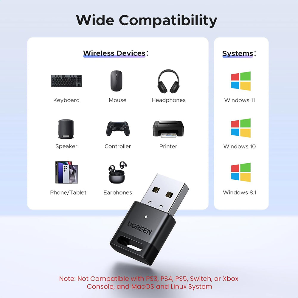 Adapter Bluetooth USB UGREEN CM748 (45134), Czarny