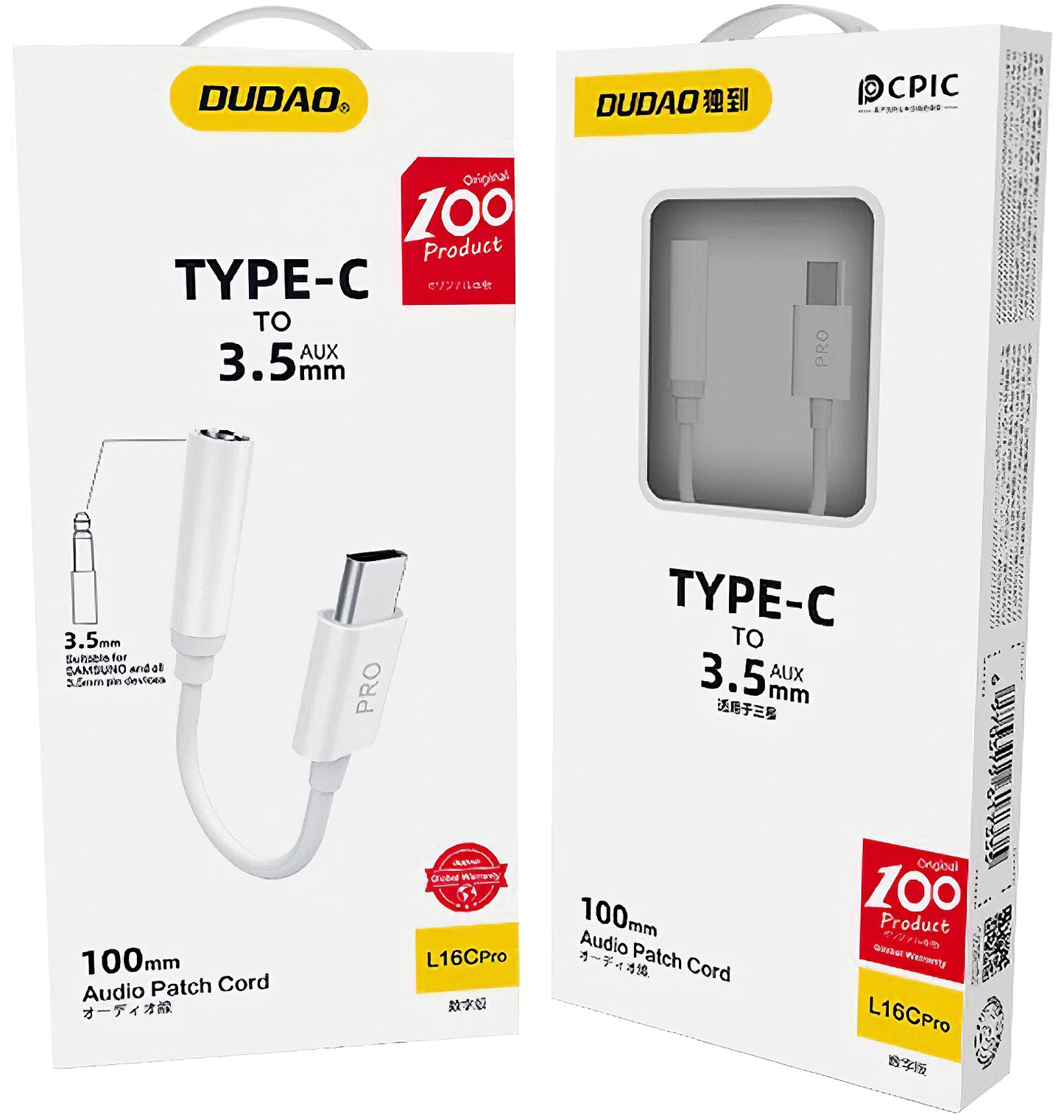 Adapter Audio USB-C - 3.5mm Dudao L16CPro, Biały