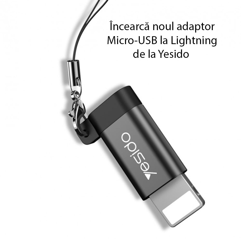 Adapter Danych i Ładowania microUSB - Lightning Yesido GS05, Czarny
