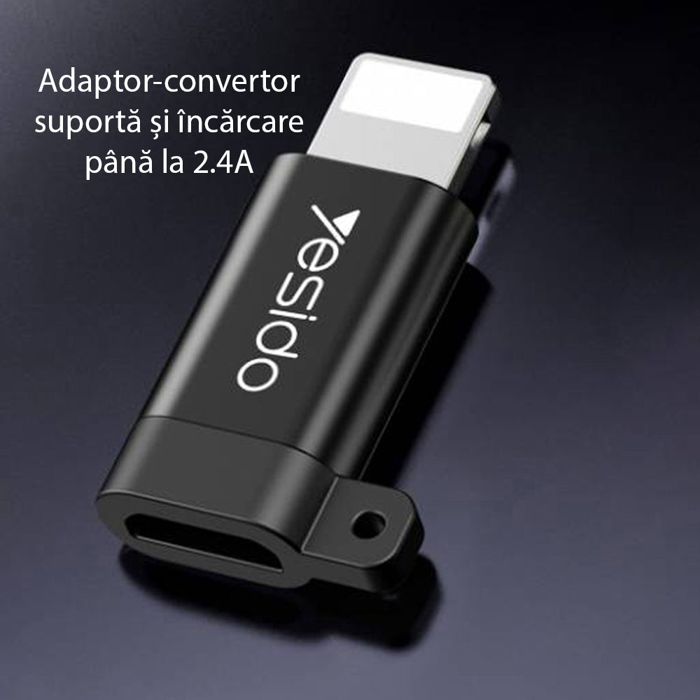 Adapter Danych i Ładowania microUSB - Lightning Yesido GS05, Czarny