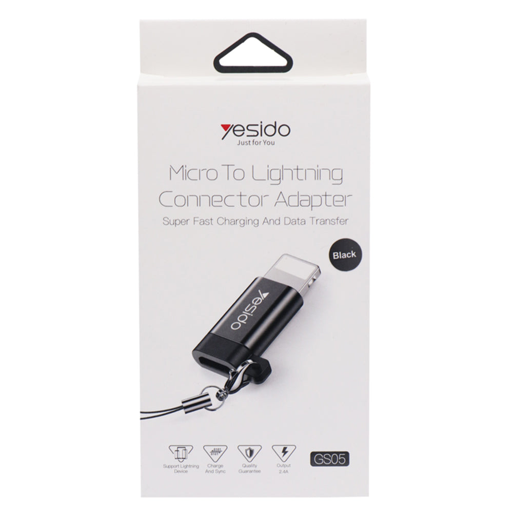 Adapter Danych i Ładowania microUSB - Lightning Yesido GS05, Czarny