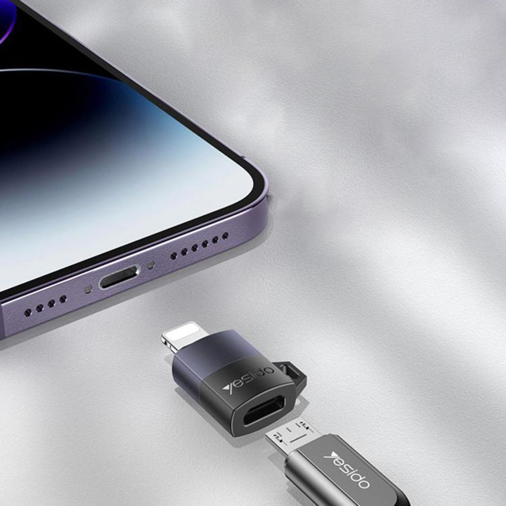 Adapter Danych i Ładowania microUSB - Lightning Yesido GS30, Szary