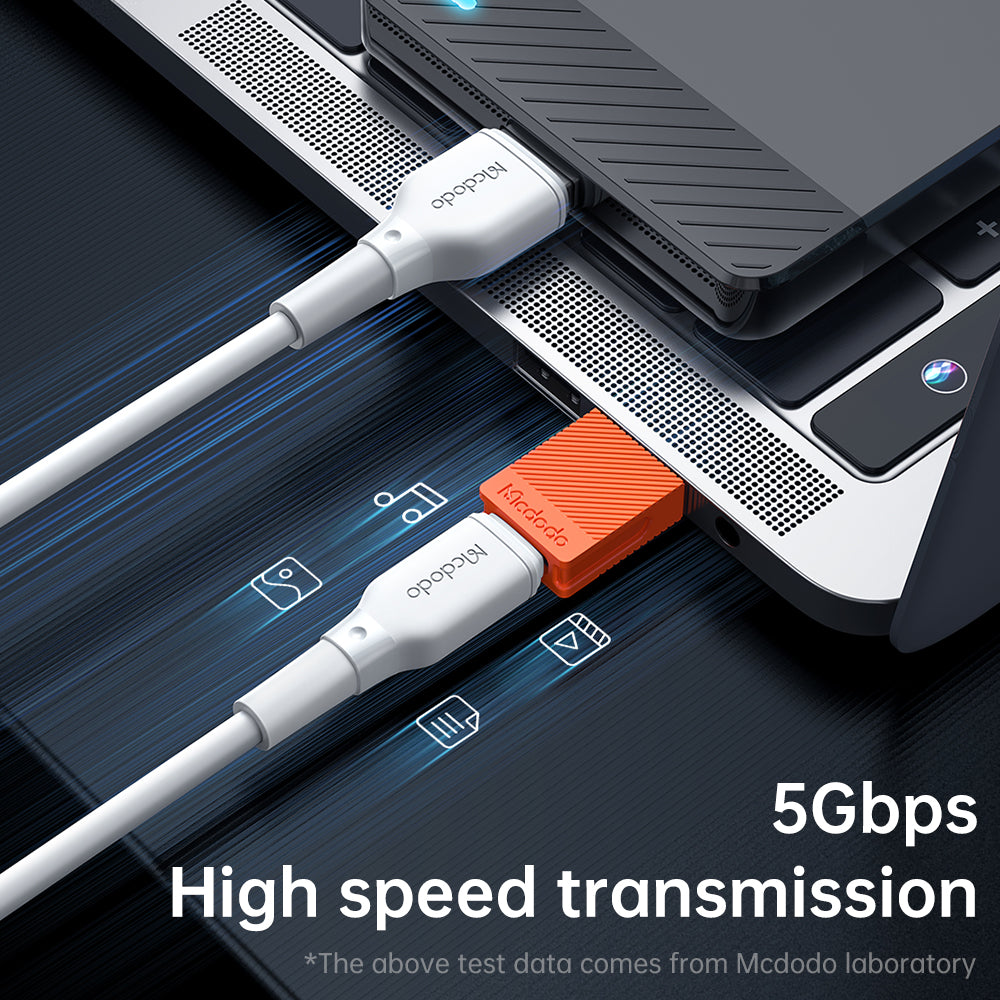 Adapter do danych i ładowania USB-C - USB-A McDodo OT-6550, Pomarańczowy