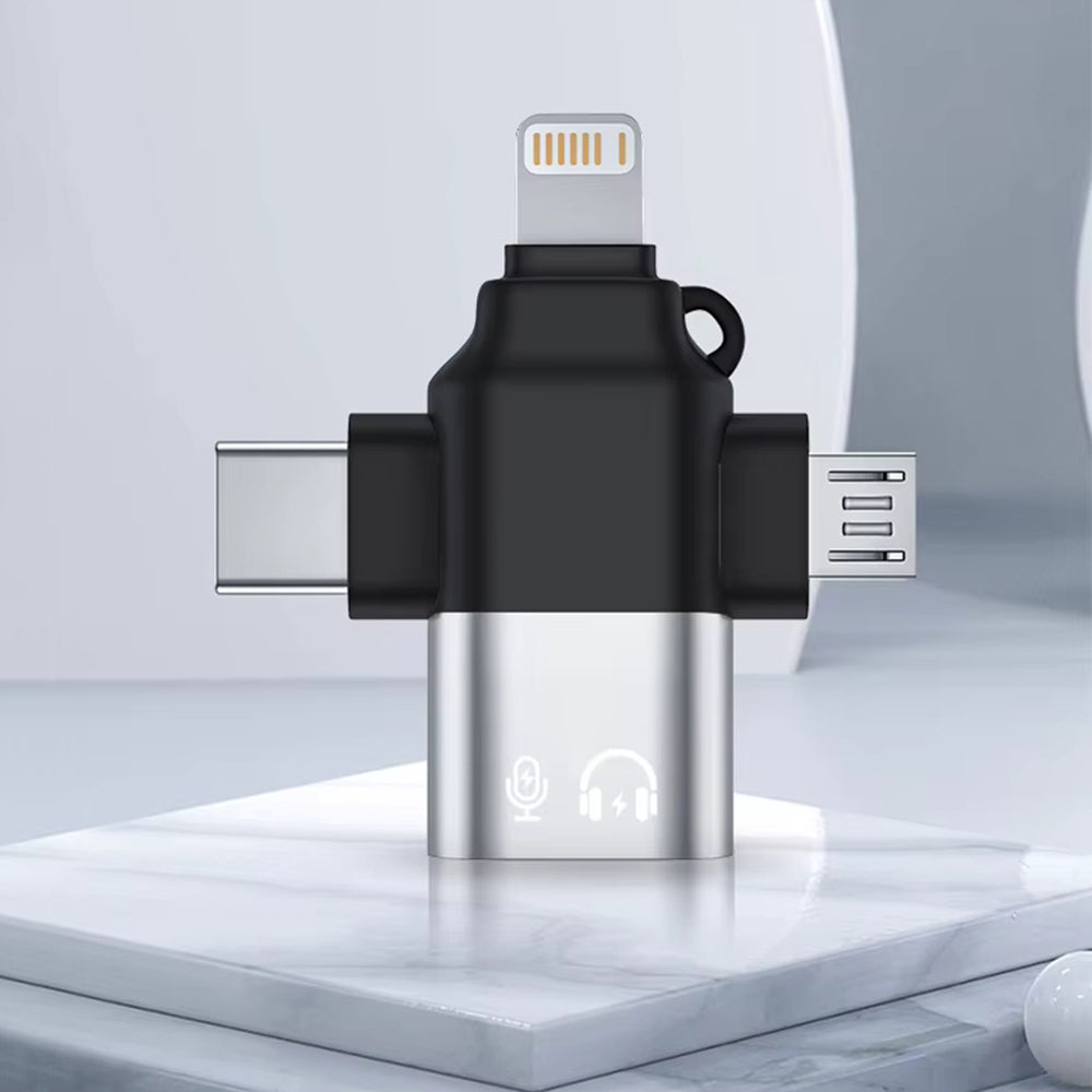 Adapter OTG Lightning / microUSB / USB-C - USB-A Techsuit A17 SoundVoltX, Czarny