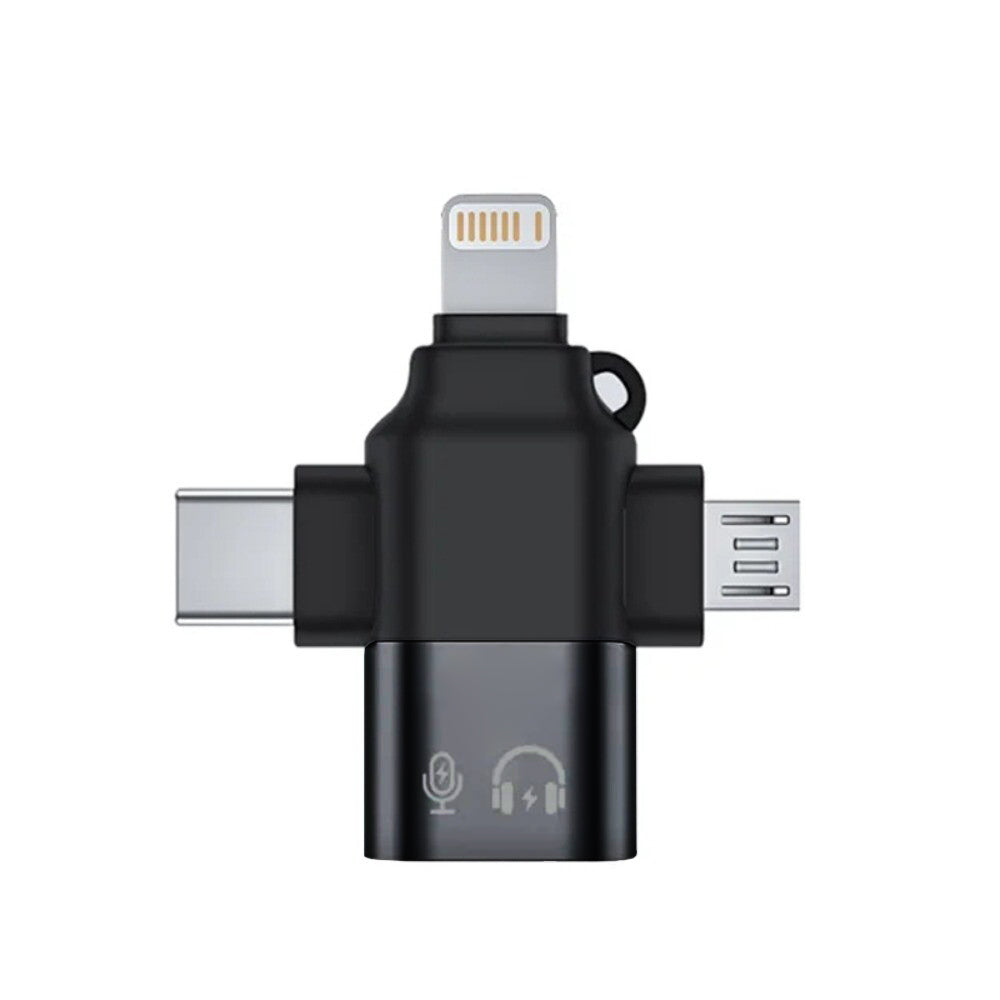 Adapter OTG Lightning / microUSB / USB-C - USB-A Techsuit A17 SoundVoltX, Czarny