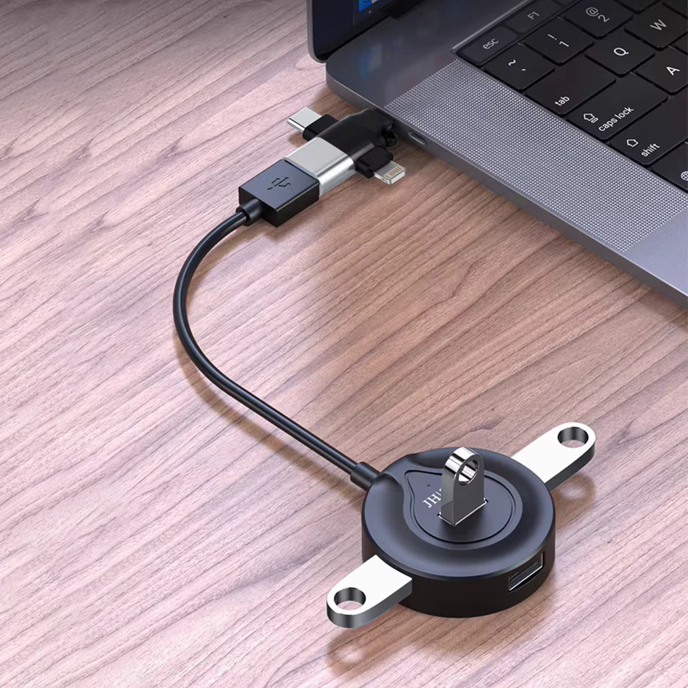 Adapter OTG Lightning / microUSB / USB-C - USB-A Techsuit A17 SoundVoltX, Czarny