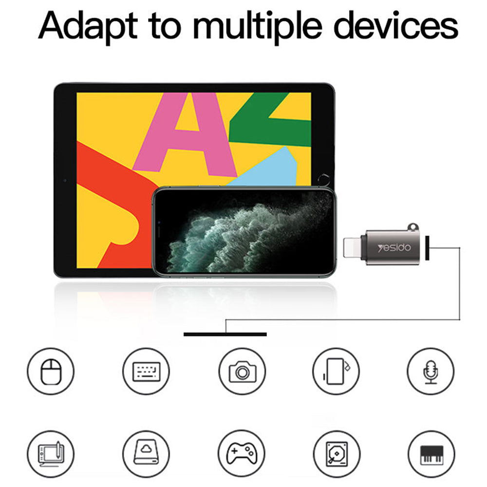Adapter OTG Lightning - USB-A Yesido GS14, Czarny