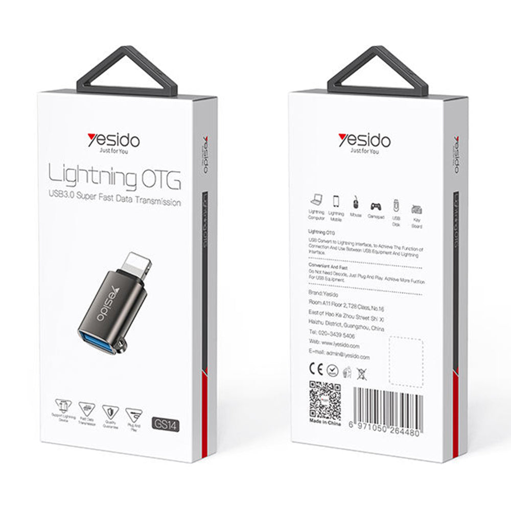 Adapter OTG Lightning - USB-A Yesido GS14, Czarny