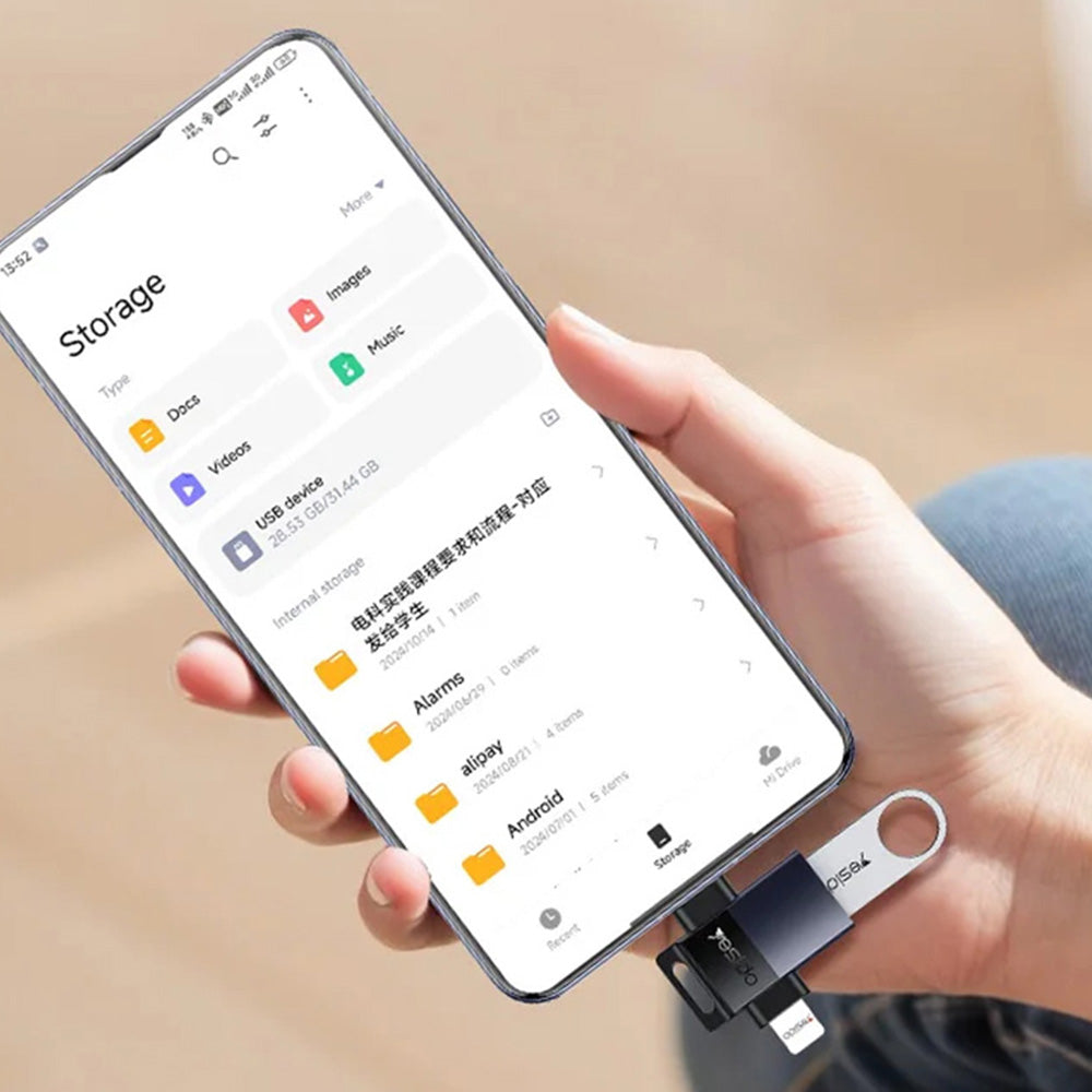 OTG Lightning / USB-C to USB-A Yesido GS35 Adapter, Gray
