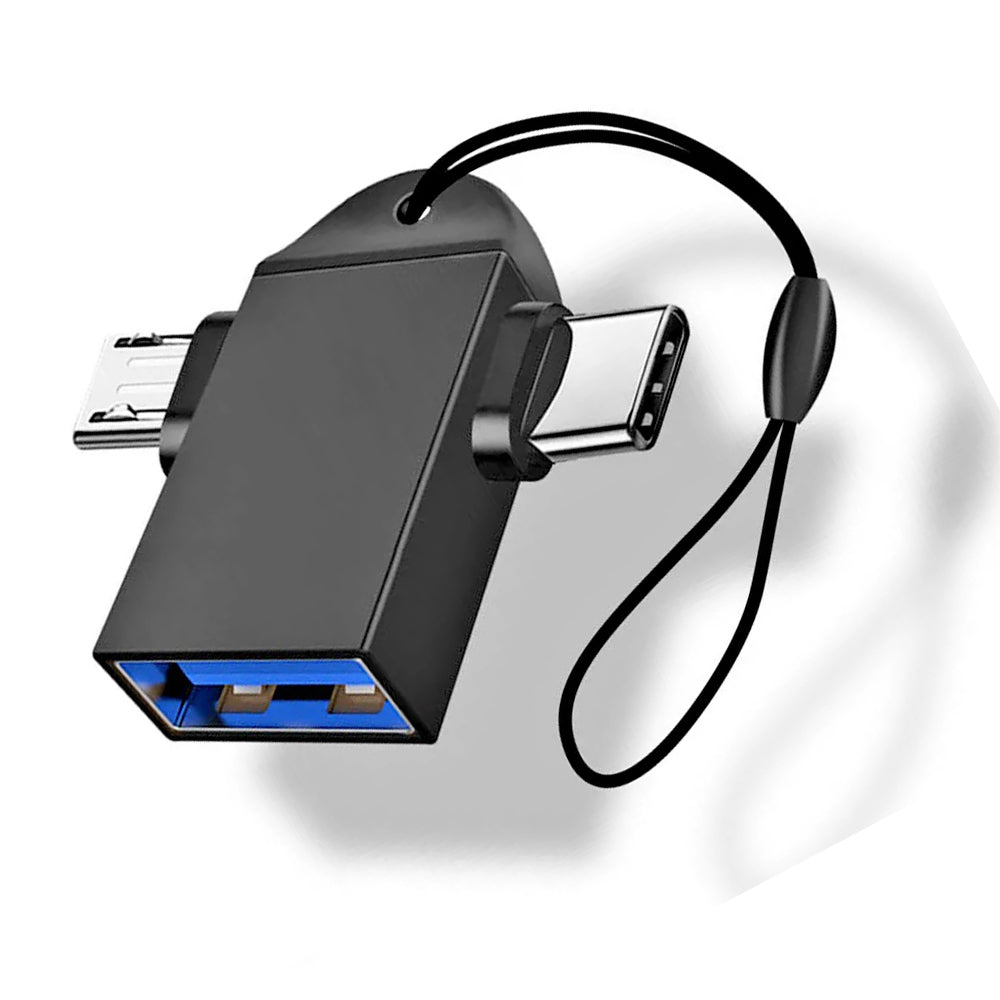 Adapter OTG microUSB / USB-C - USB-A Techsuit A16 TwoVoltX, Czarny