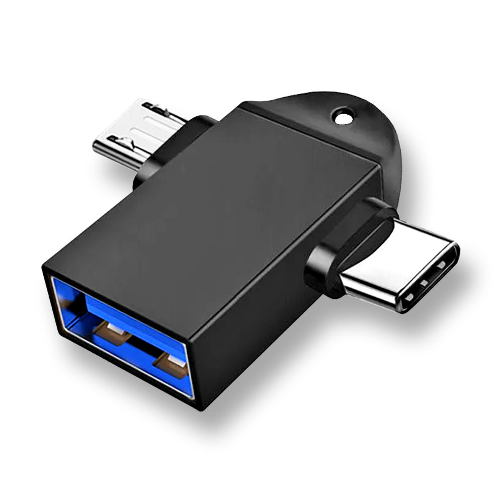 Adapter OTG microUSB / USB-C - USB-A Techsuit A16 TwoVoltX, Czarny