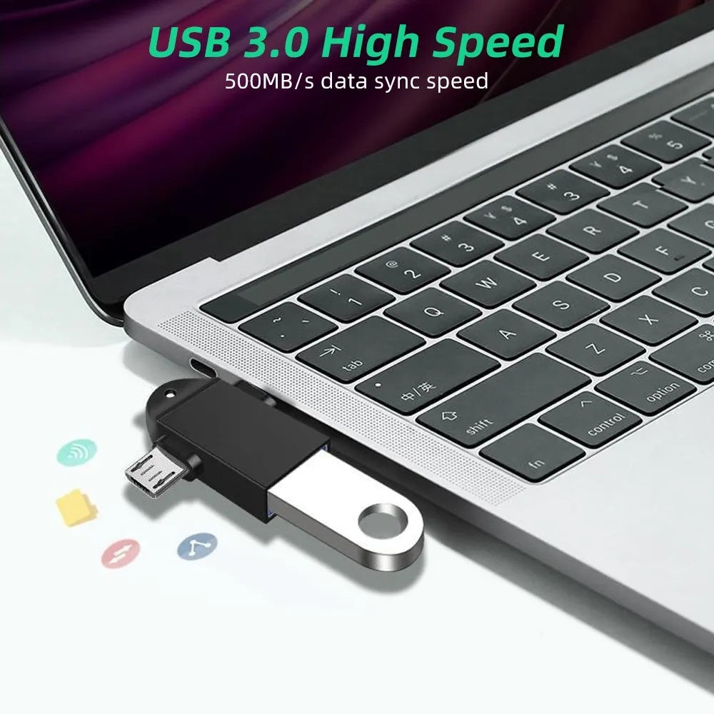 Adapter OTG microUSB / USB-C - USB-A Techsuit A16 TwoVoltX, Czarny