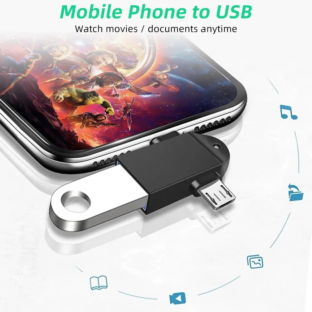 Adapter OTG microUSB / USB-C - USB-A Techsuit A16 TwoVoltX, Czarny