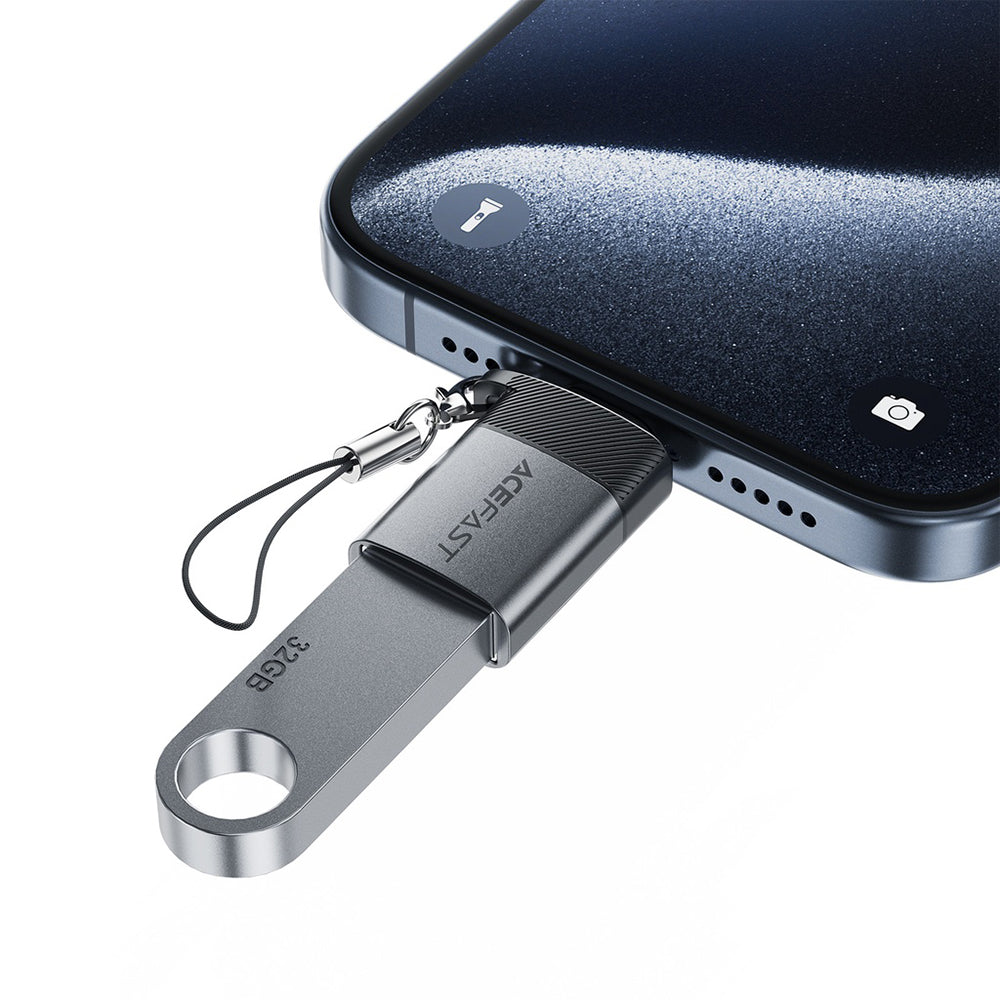 Adapter OTG USB-C - USB-A Acefast J7, Szary