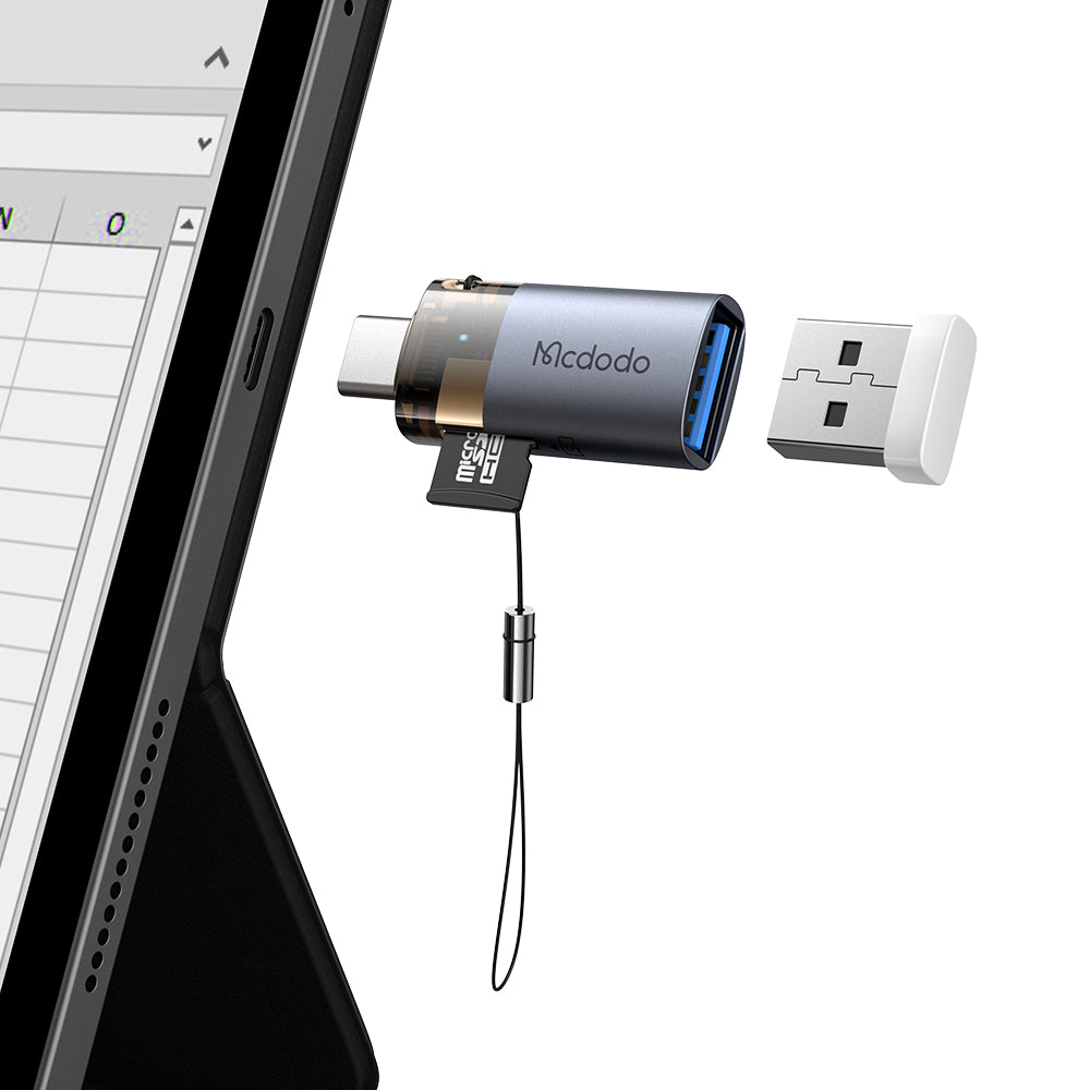 USB-C McDodo OT-7600 Card Reader, USB-A (OTG) - microSD, Black