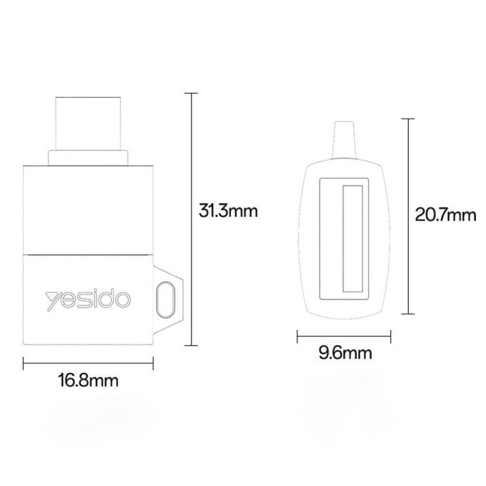 Adapter OTG USB-C - USB-A Yesido GS31, Szary