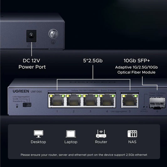 Switch sieciowy UGREEN 35048EU, szary