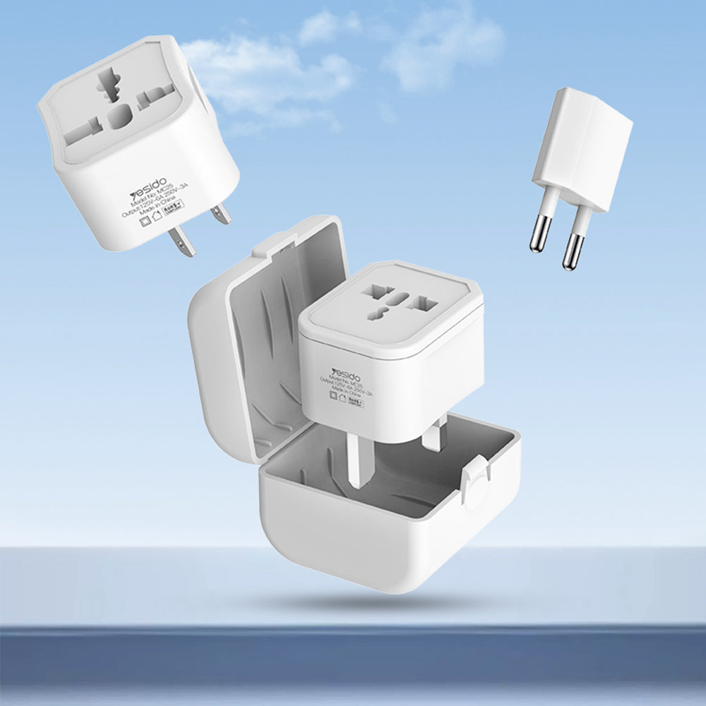 Adapter Sieciowy Yesido MC25 Travel CN/ US / EU / UK, Biały
